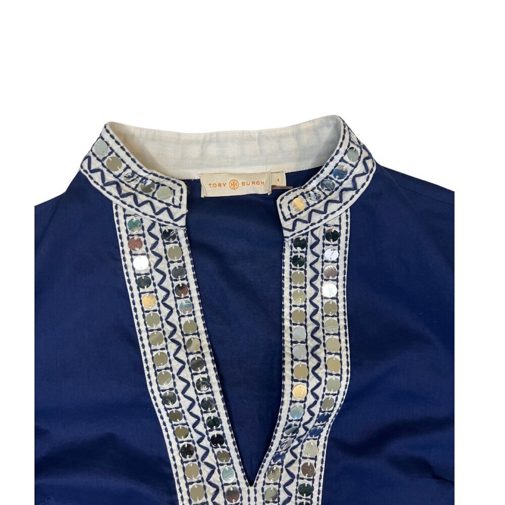 Tory Burch Navy Blue Beach Coverup with Zipper Closure Size 4 - Picture 2 of 3